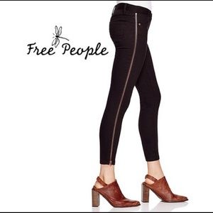 Vintage Free People Black Side Zipper Jeans